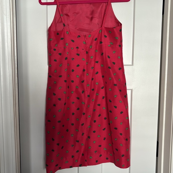 Rare Lilly Pulitzer Vintage White Label Christmas Holiday Silk Tree Dress 4 Pink - Picture 5 of 6